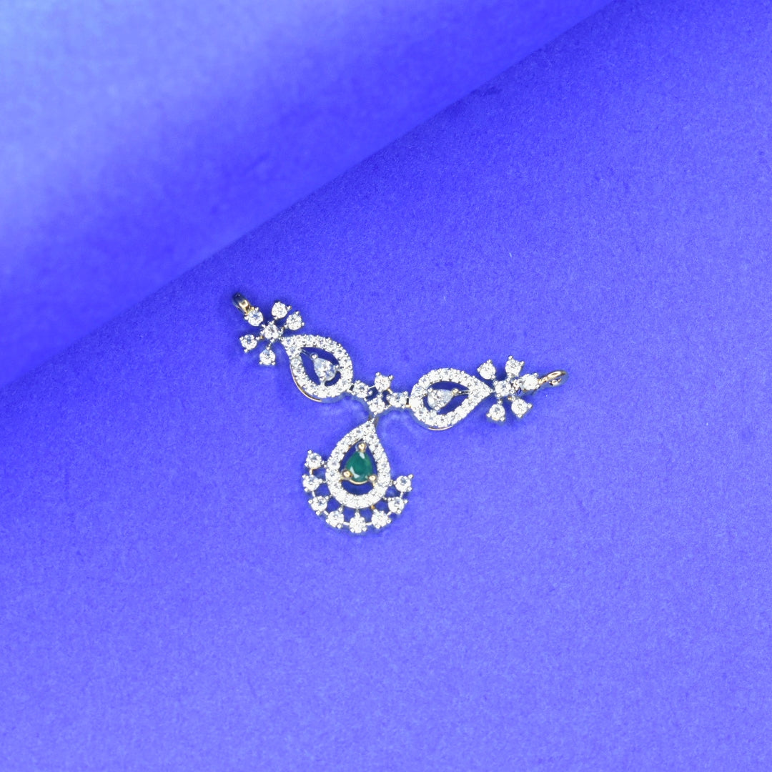 Diamond Model Black Beads Pendant | 24K Gold Plated CZ Pendant for Mangalsutra