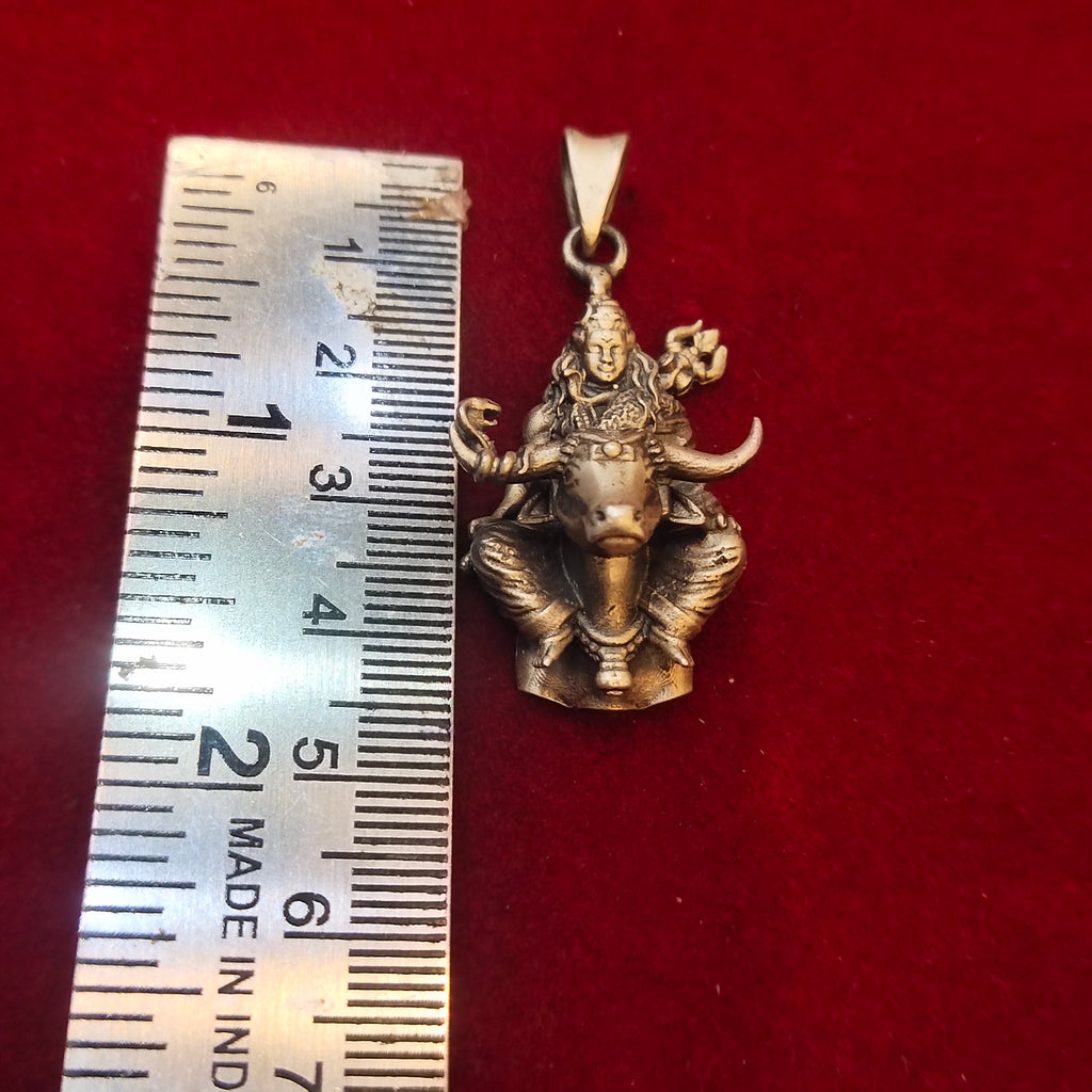 925 Silver Antique Lord Shiva with Nandi Pendant for Men
