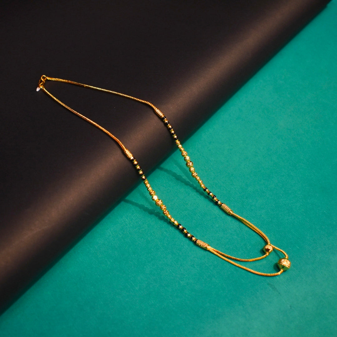 ASP 24k Gold Plated 18 Inches Simple black bead mangalsutra for office wear