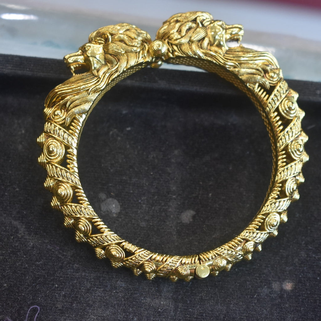 Asp 925 Silver Gold Plated Nagas Simha Kada for Men