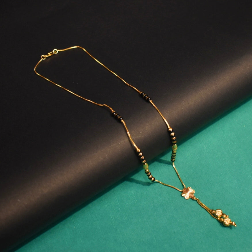 24K Gold Plated 18-Inch Black Beads Mangalsutra for Office Wear | Simple & Elegant