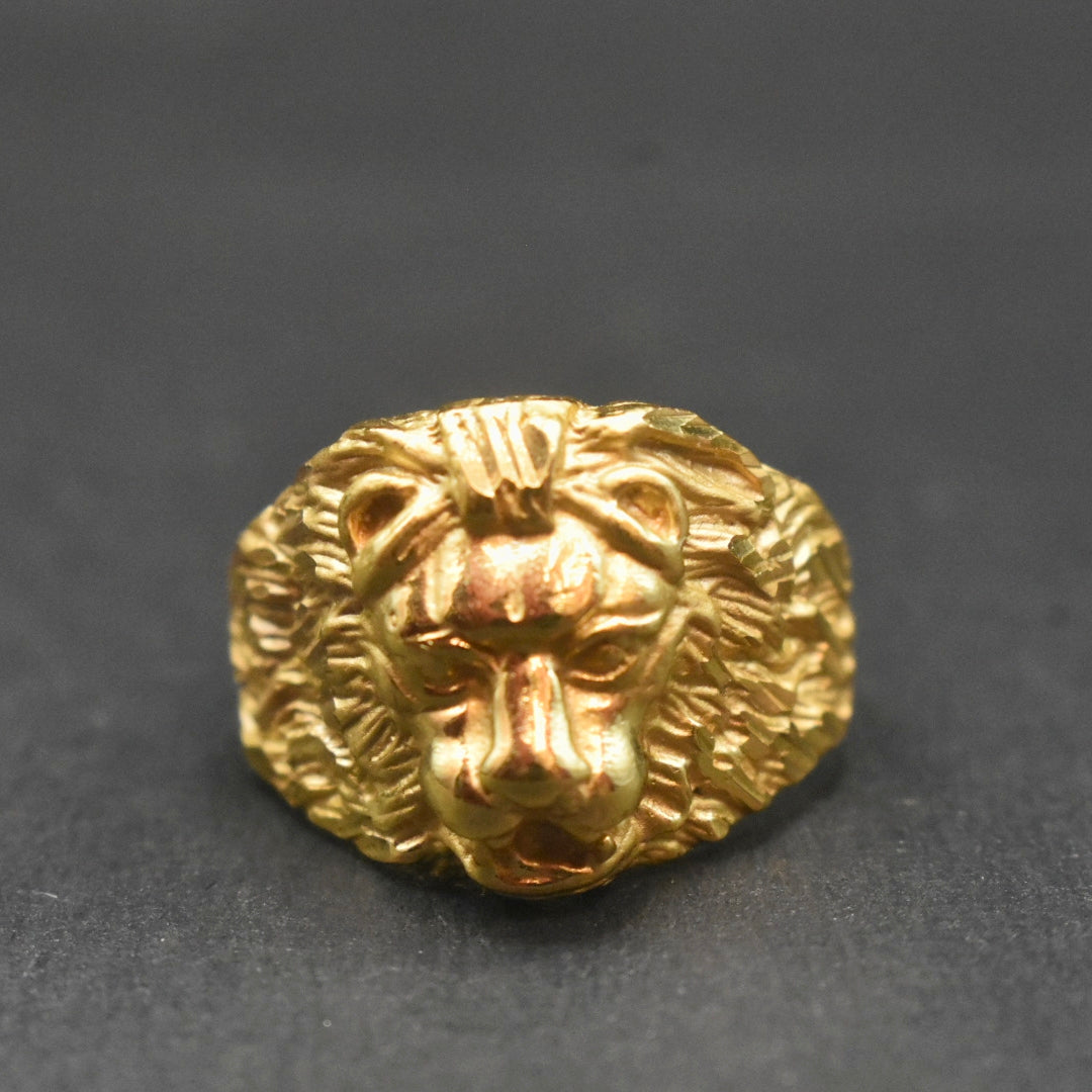 24K Gold Plated Lion Ring for Men