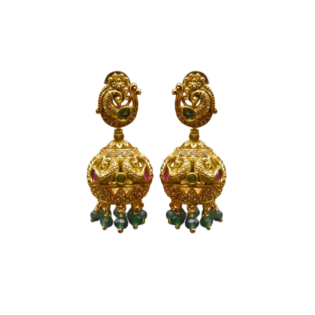 Antique Zircon Peacock Jhumka Earrings