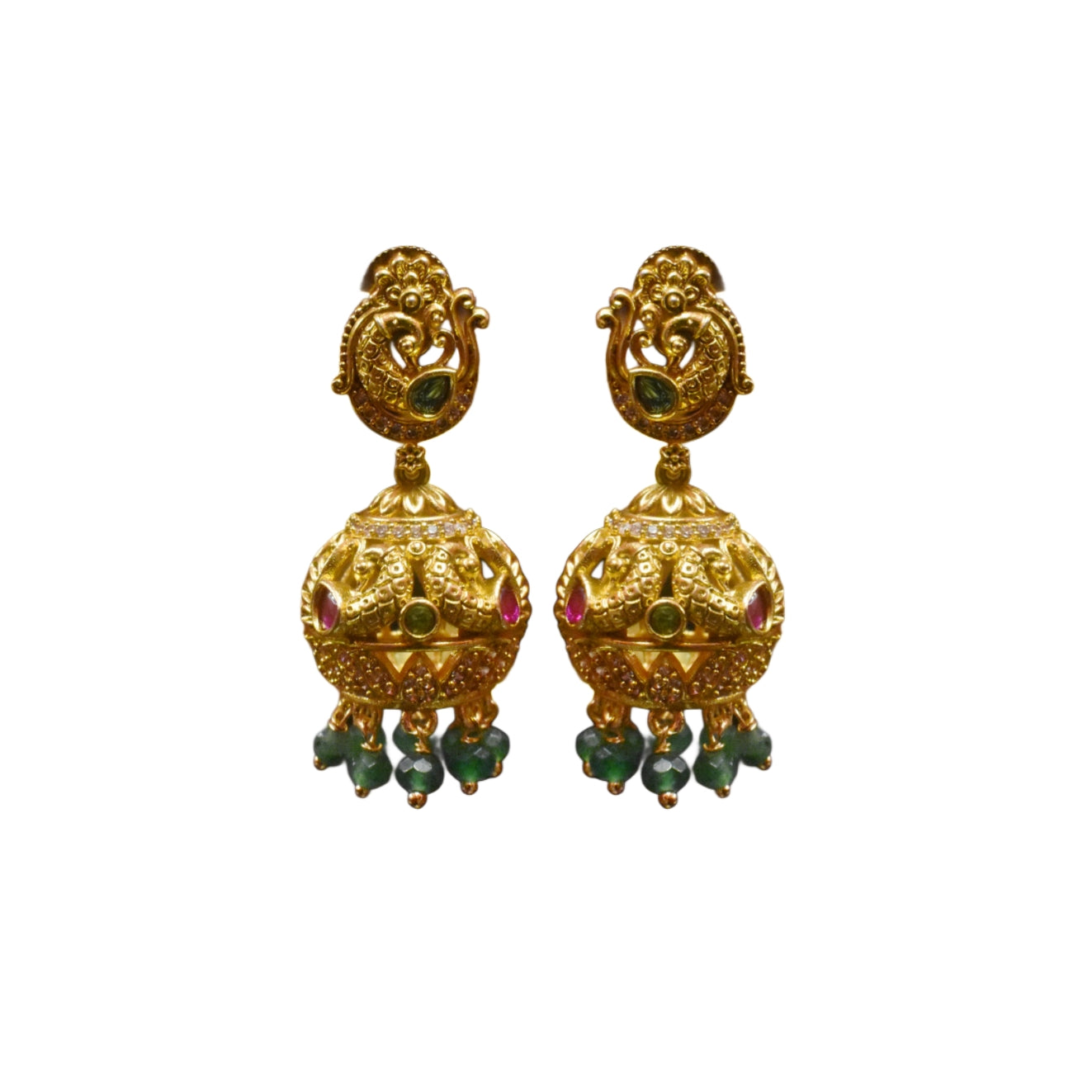 Antique Zircon Peacock Jhumka Earrings