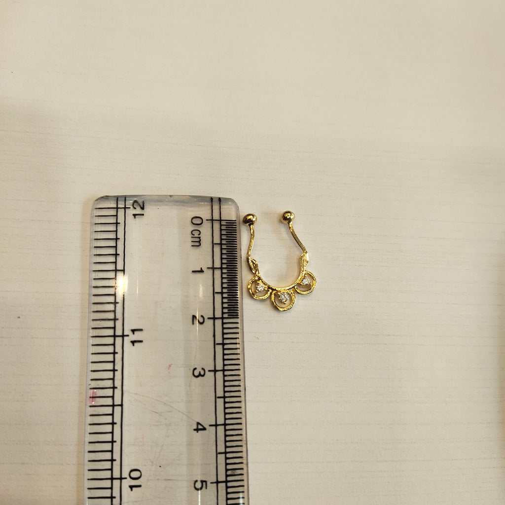 925 Silver Zircon Septum Nose Pin - 24K Gold Plated