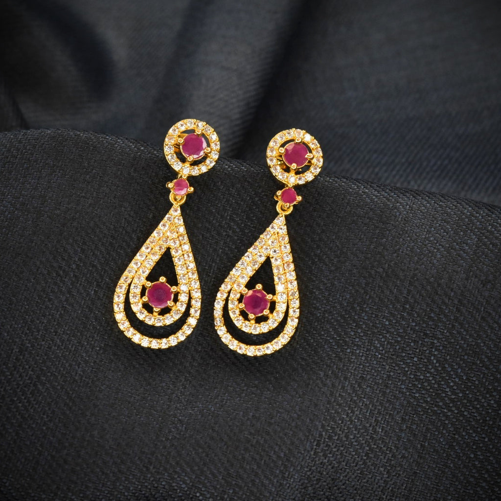 CZ Drop Earrings | 24K Gold Plated Chandelier Earrings for Women