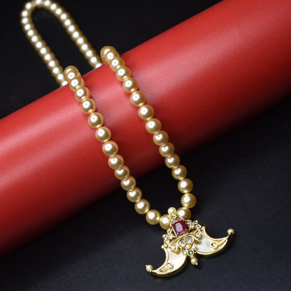 "Dazzle Your Little Star: Asp Fashion Jewellery Cz Puligoru Locket Featuring Pearls Necklace for Kids"