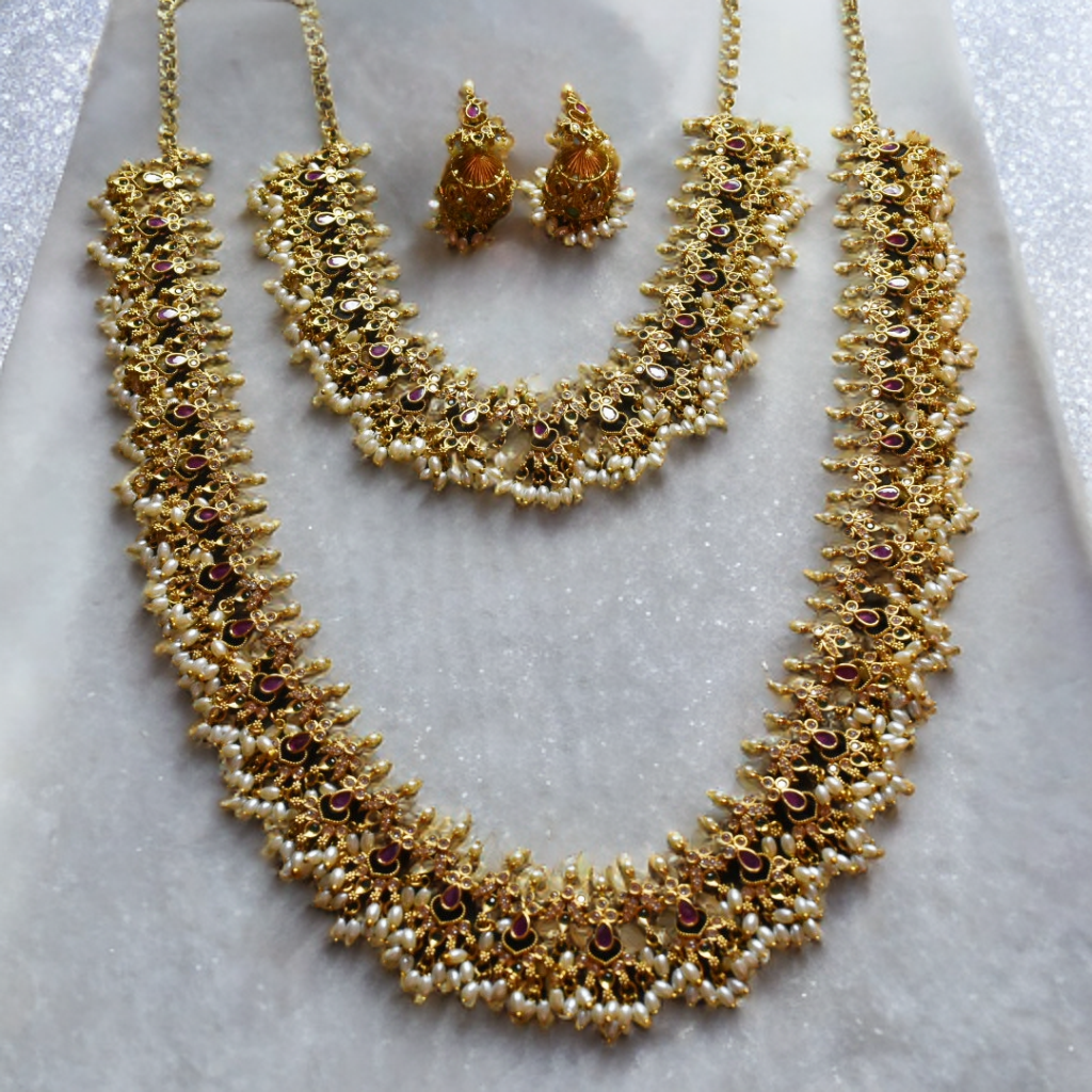 Asp Antique Rice Pearls Guttapusalu Necklace set