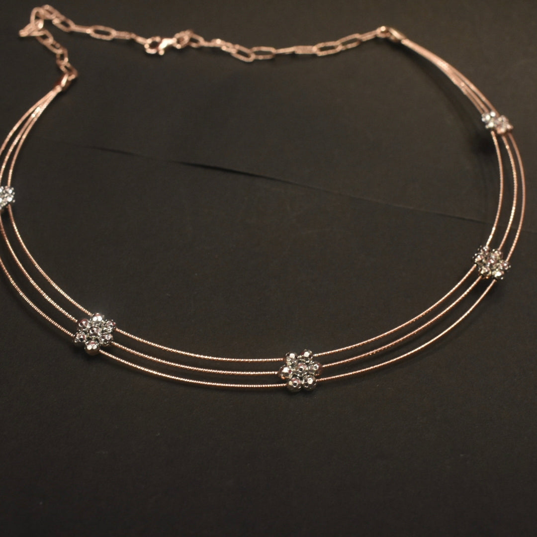 925 Silver Rose Gold Plated Blossom Kantey Necklace - Romantic Pink Gold Jewelry