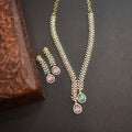 Asp Rhodium-Gold CZ Necklace Set