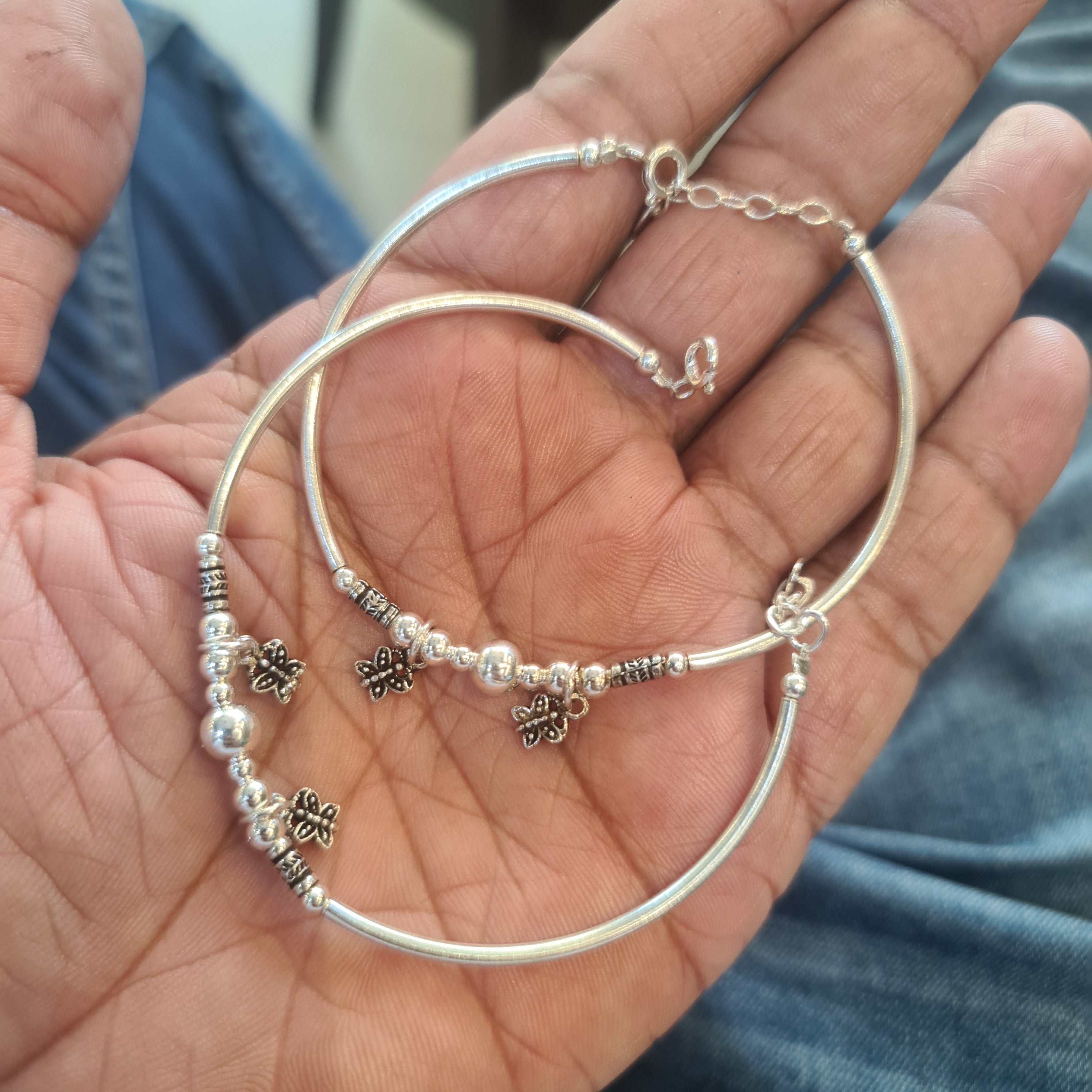 925 Sterling Silver Bangles Set - Classic Hallmarked Design for Women