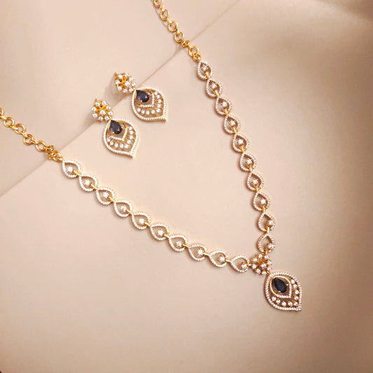 "Sparkle and Shine: Discover the Blue American Diamond Necklace & Earring Set by Asp Fashion Jewellery"