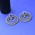 Victorian American Diamond Chandbali Earrings | 24K Gold Plated | Oxidised Finish