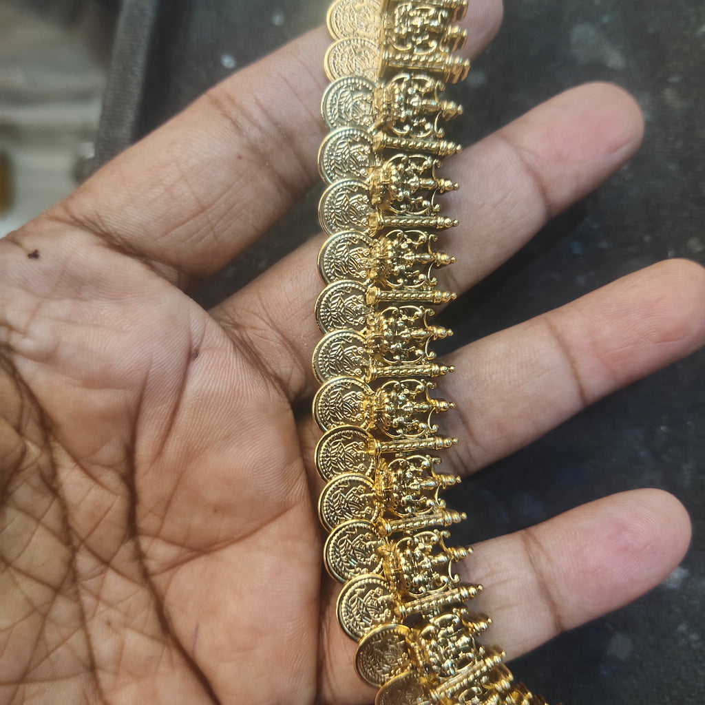 Antique Lakshmi Kasu Necklace - Traditional Temple Jewelry Haram