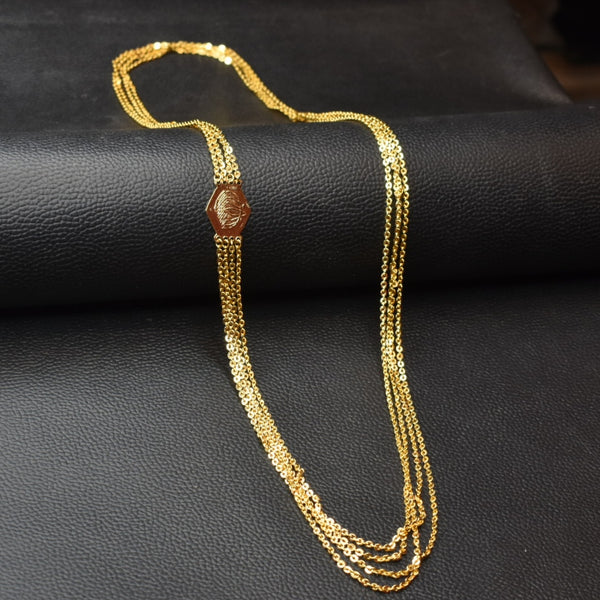 "Gleaming Grace: Stunning 24K Gold-Plated Chandraharam Jewelry for Stylish South Indian Queens"