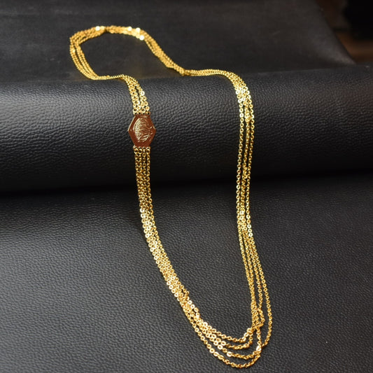 "Gleaming Grace: Stunning 24K Gold-Plated Chandraharam Jewelry for Stylish South Indian Queens"