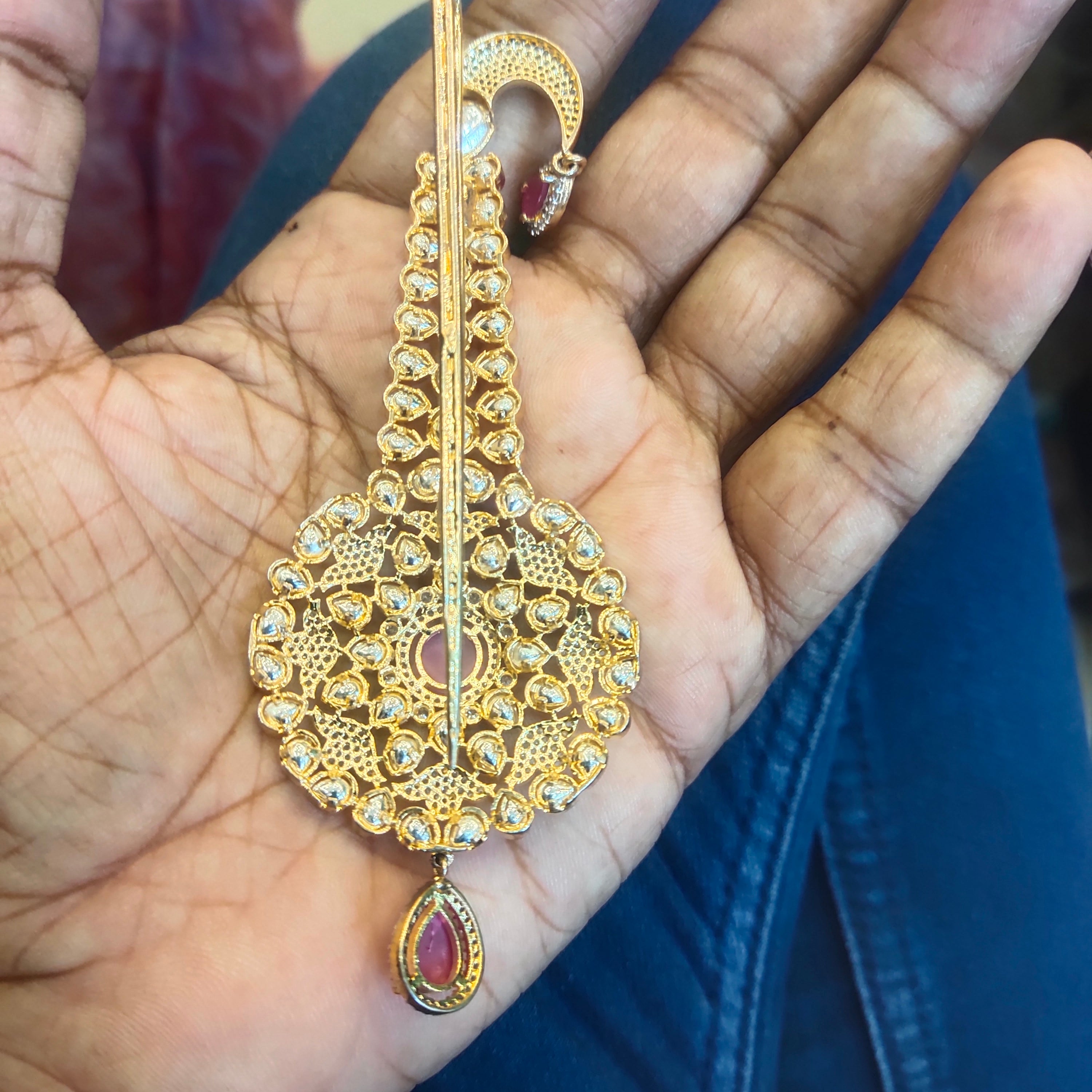 Premium Zircon Kundan Kalangi for Groom Turban - Two Tone Gold & Rhodium