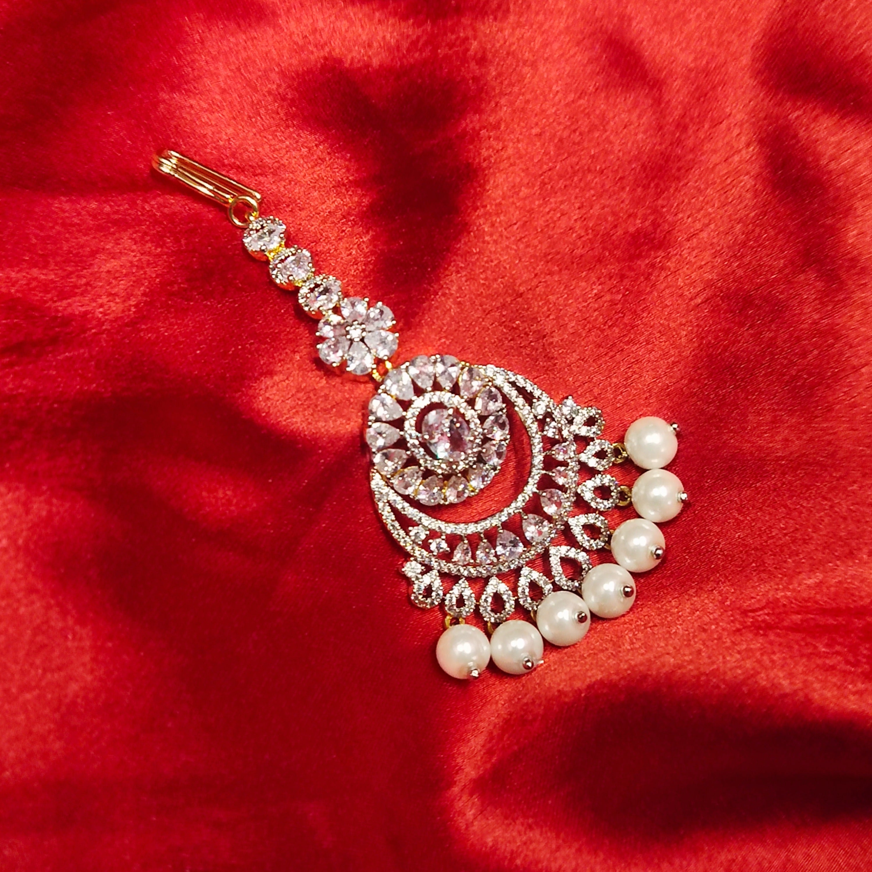 Shine Bright American Diamond Maang Tikka - Exclusive Elegant Bridal Jewelry