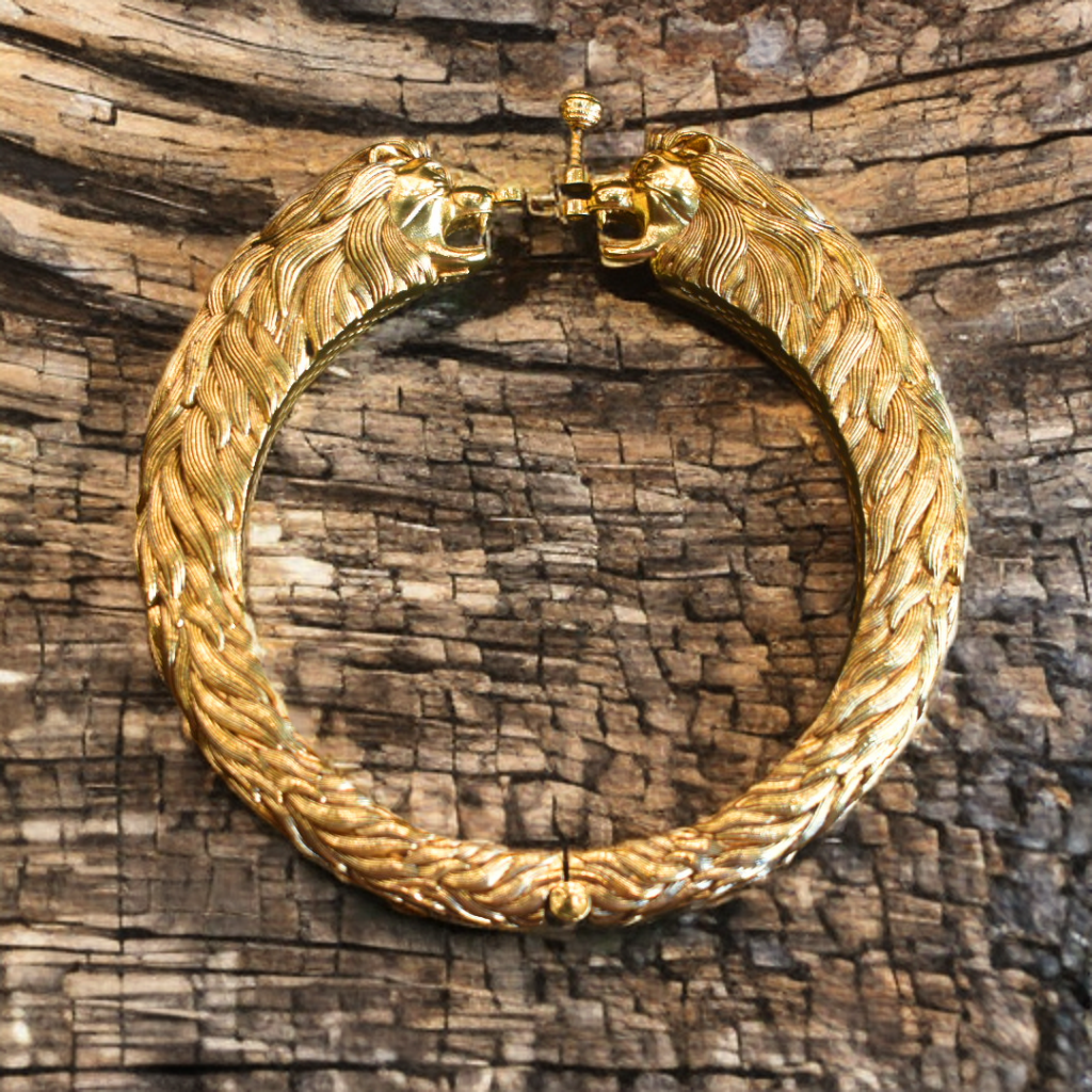 Asp 925 Silver Gold Plated Nagas Simha Kada for Men