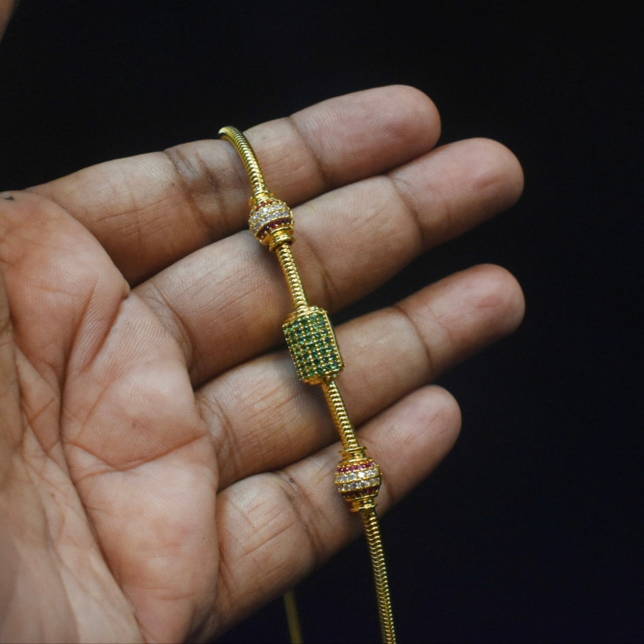 925 Sterling Silver 24K Gold Plated Thali Bottu Mangalsutra Chain with Zircon Balls - 24 Inches