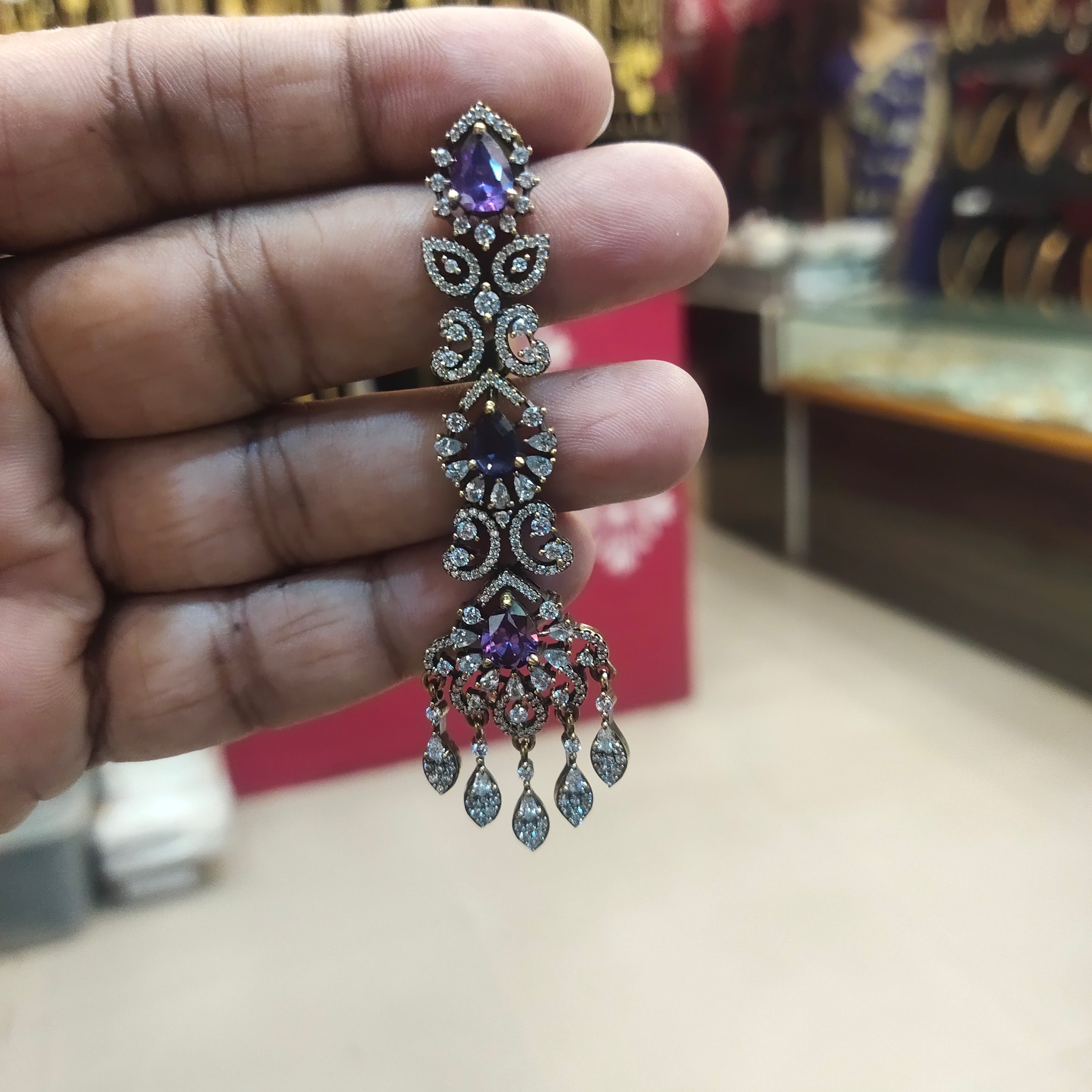 Asp Victorian Zircon Chandelier Earrings