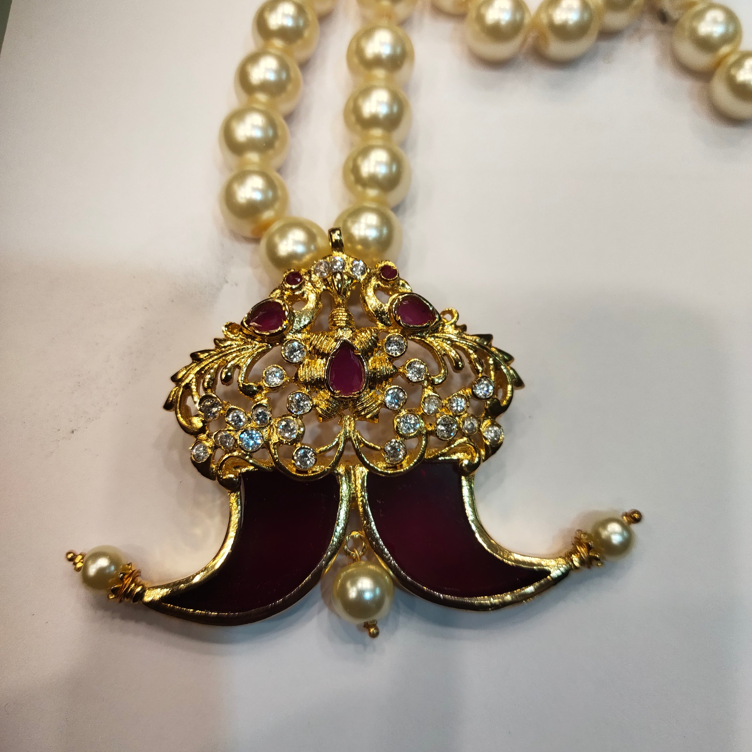 Premium Gold Plated Puligoru Pendant Mala for Groom - Traditional Wedding Jewelry