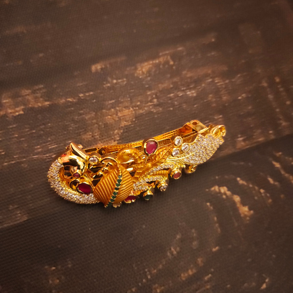 CZ Peacock Hair Clip - Elegant Peacock Design Hair Accessory