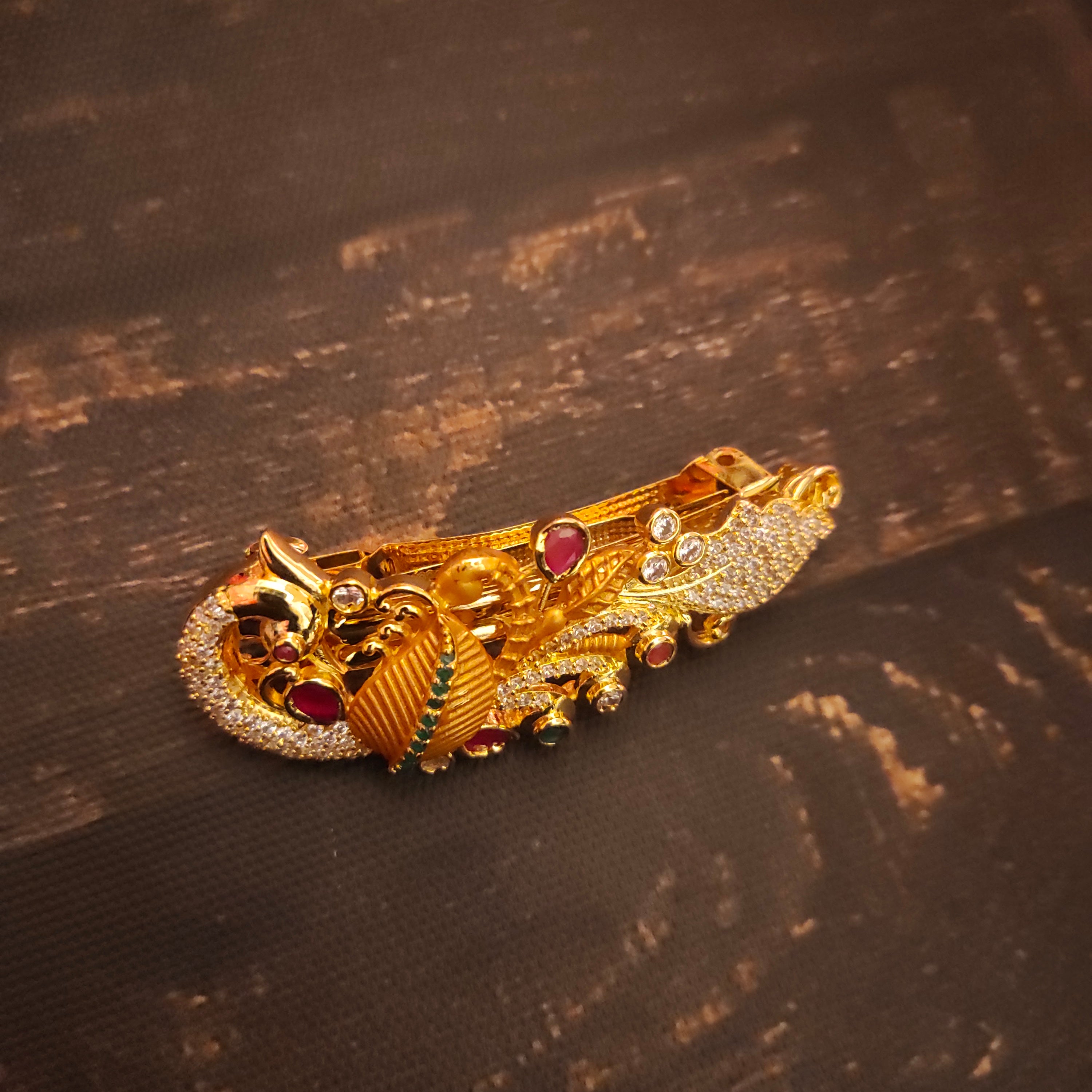 CZ Peacock Hair Clip - Elegant Peacock Design Hair Accessory