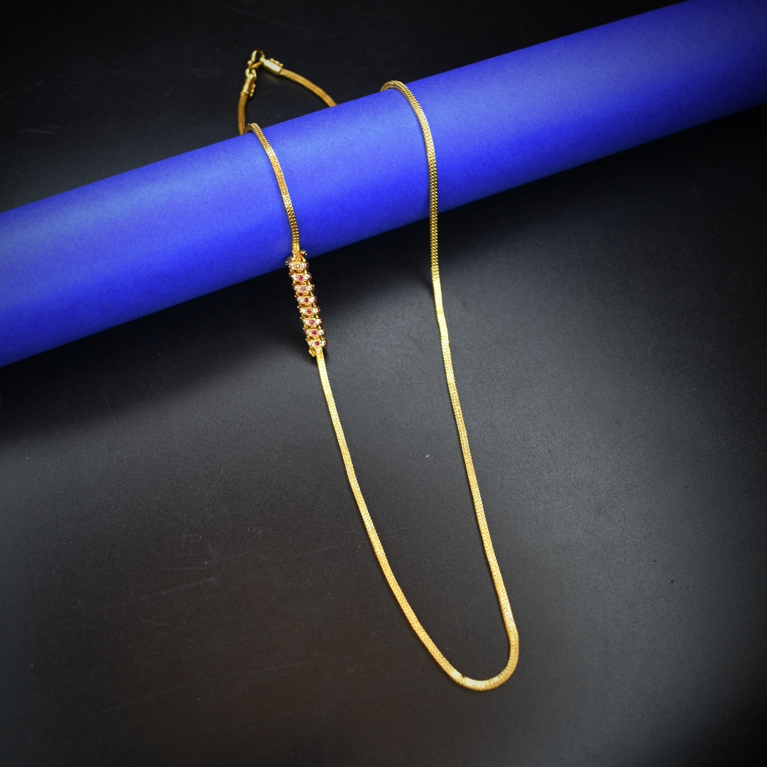 Luxurious 24K Gold Plated Mugappu Chain - Authentic Indian Craftsmanship