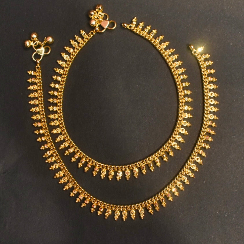 One Gram Gold Plated Anklets - Lightweight Elegant Daily Wear Jewelry