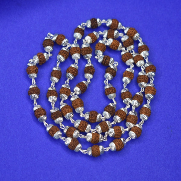 "Sacred Style: Embrace Divine Energy with a 92.5 Silver Rudraksha Mala"