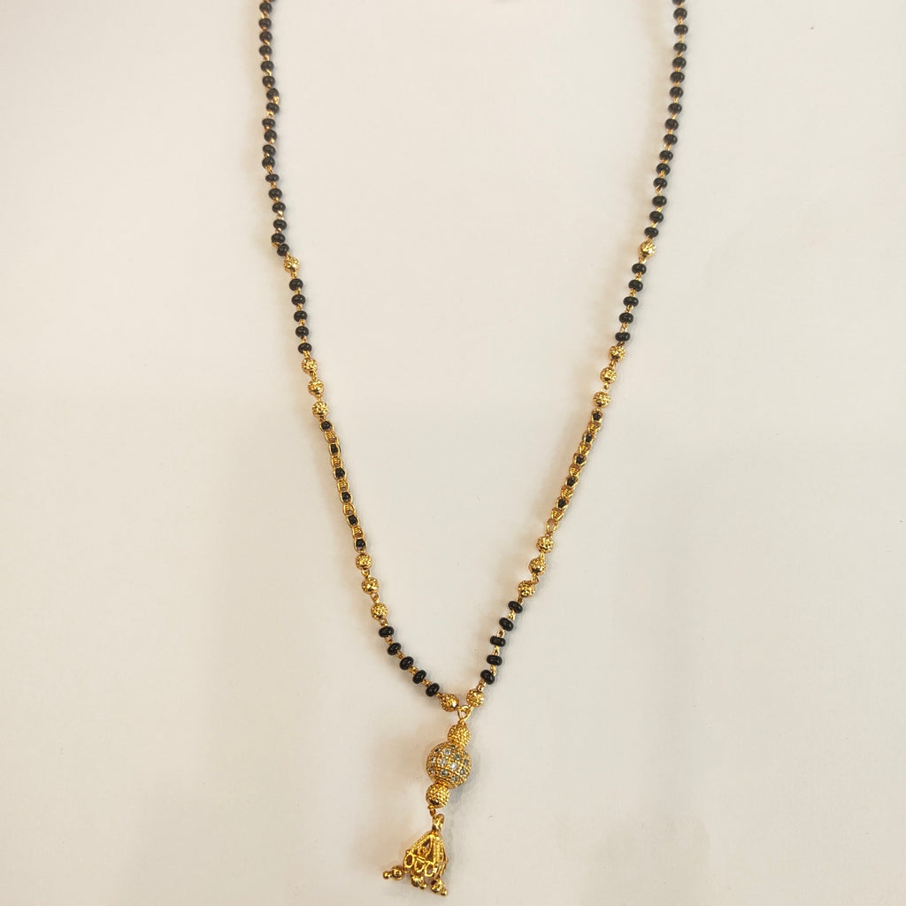 Refined 18-Inch Black Beads Mangalsutra | 24K Gold Plated | Executive Wear
