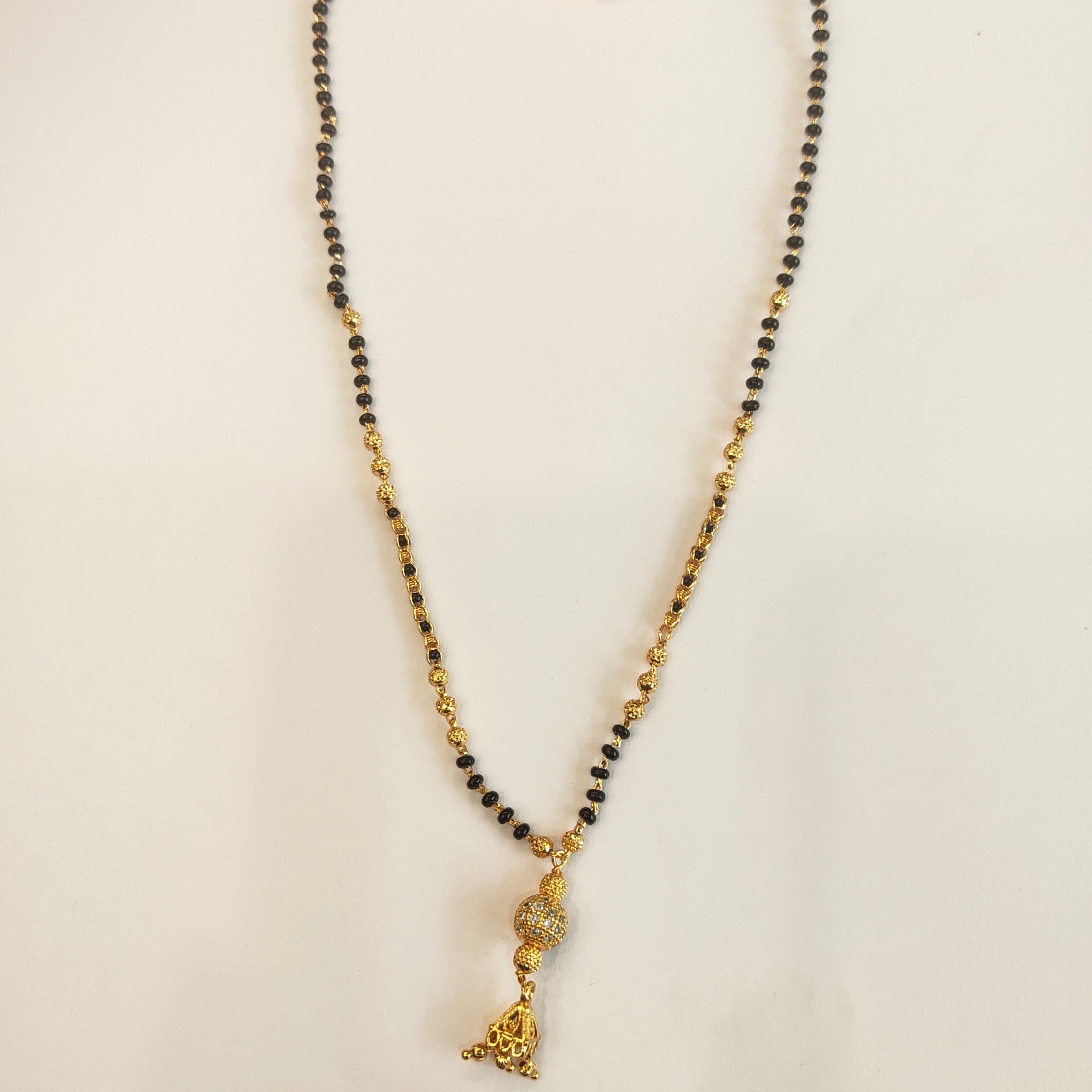 Refined 18-Inch Black Beads Mangalsutra | 24K Gold Plated | Executive Wear