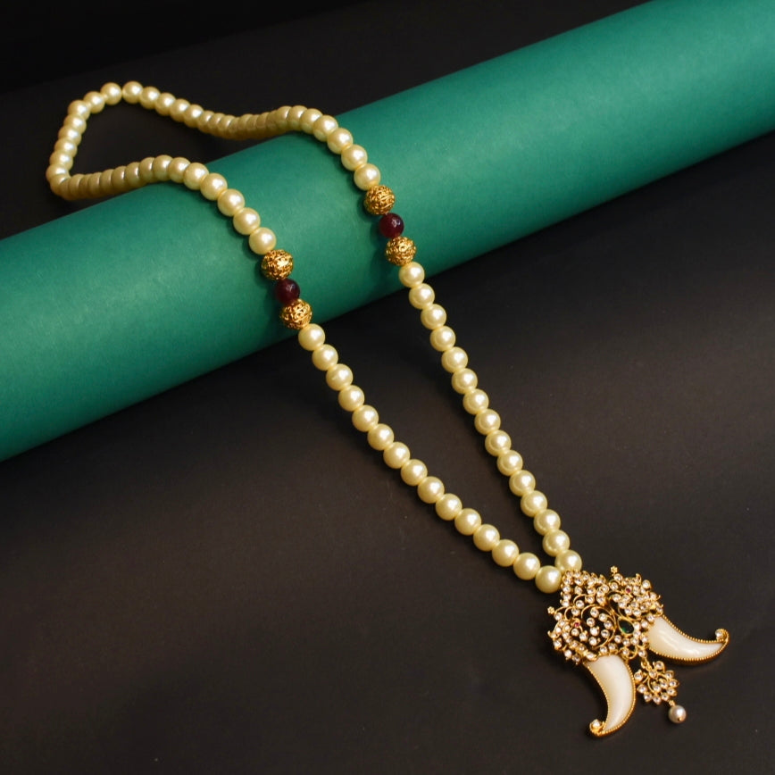 Asp Antique CZ Puligoru Lockets With Pearl Chain for Men