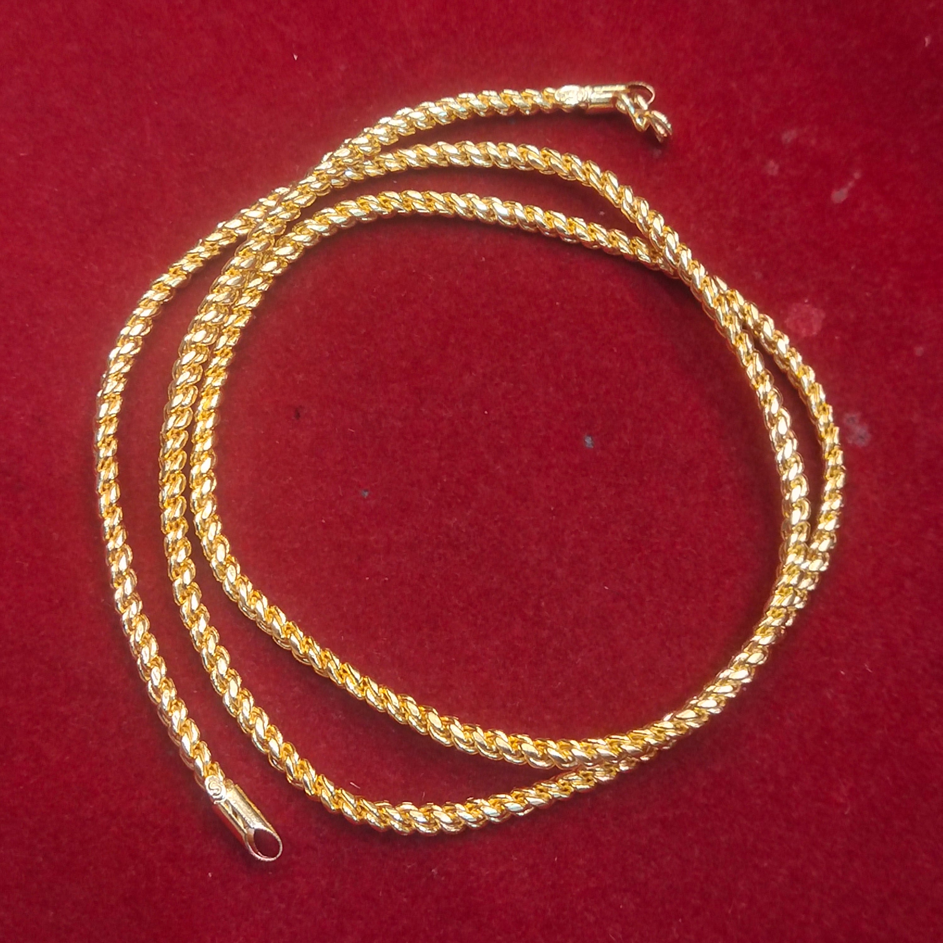 24K Gold Plated Rope Chain Necklace - 24 Inches