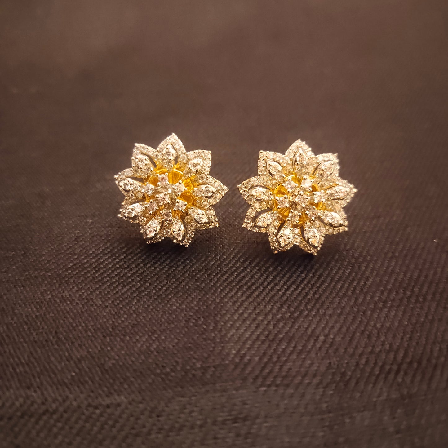 Flower Shape American Diamond Stud Earrings