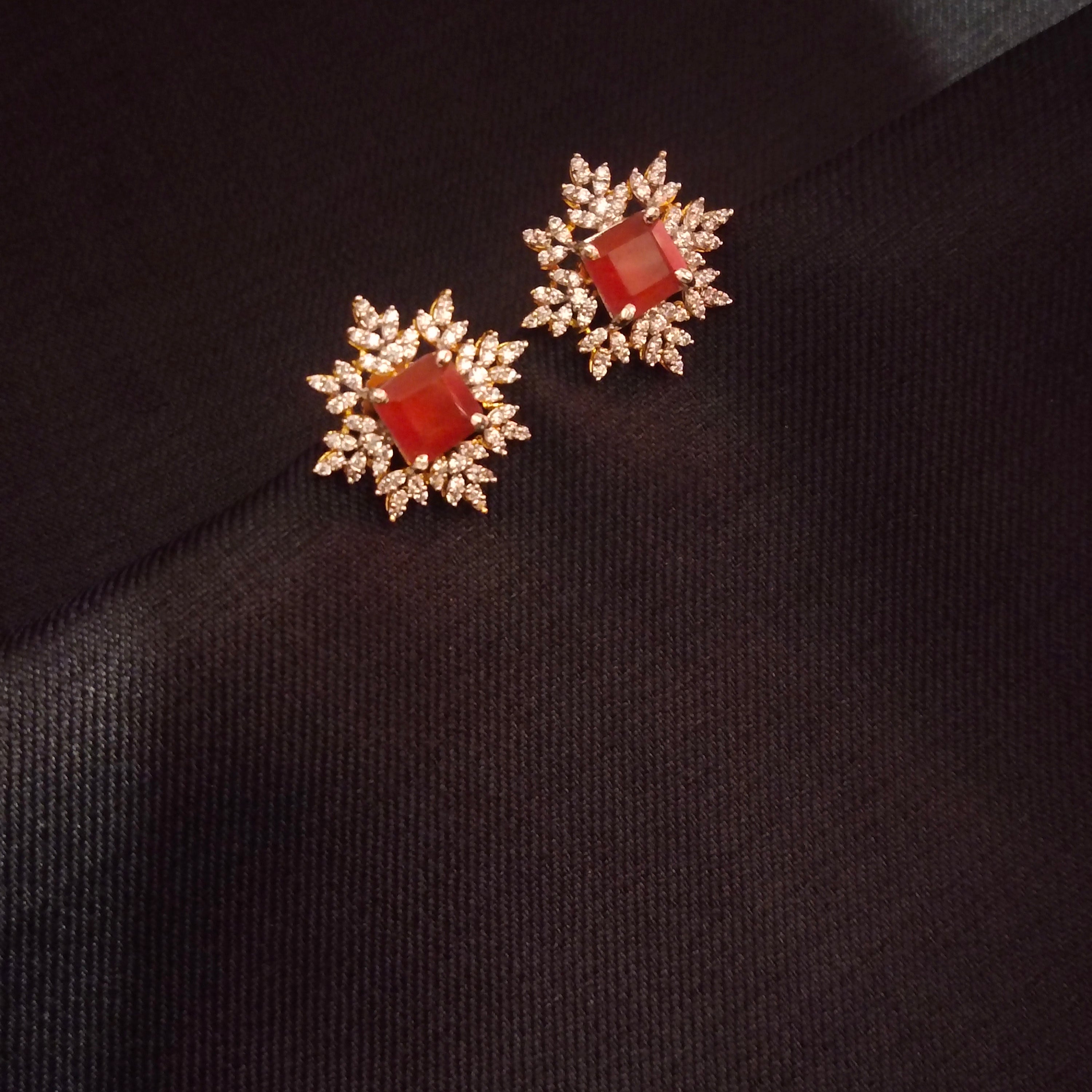 Classy American Diamond Stud Earrings - Dazzling Timeless Charm