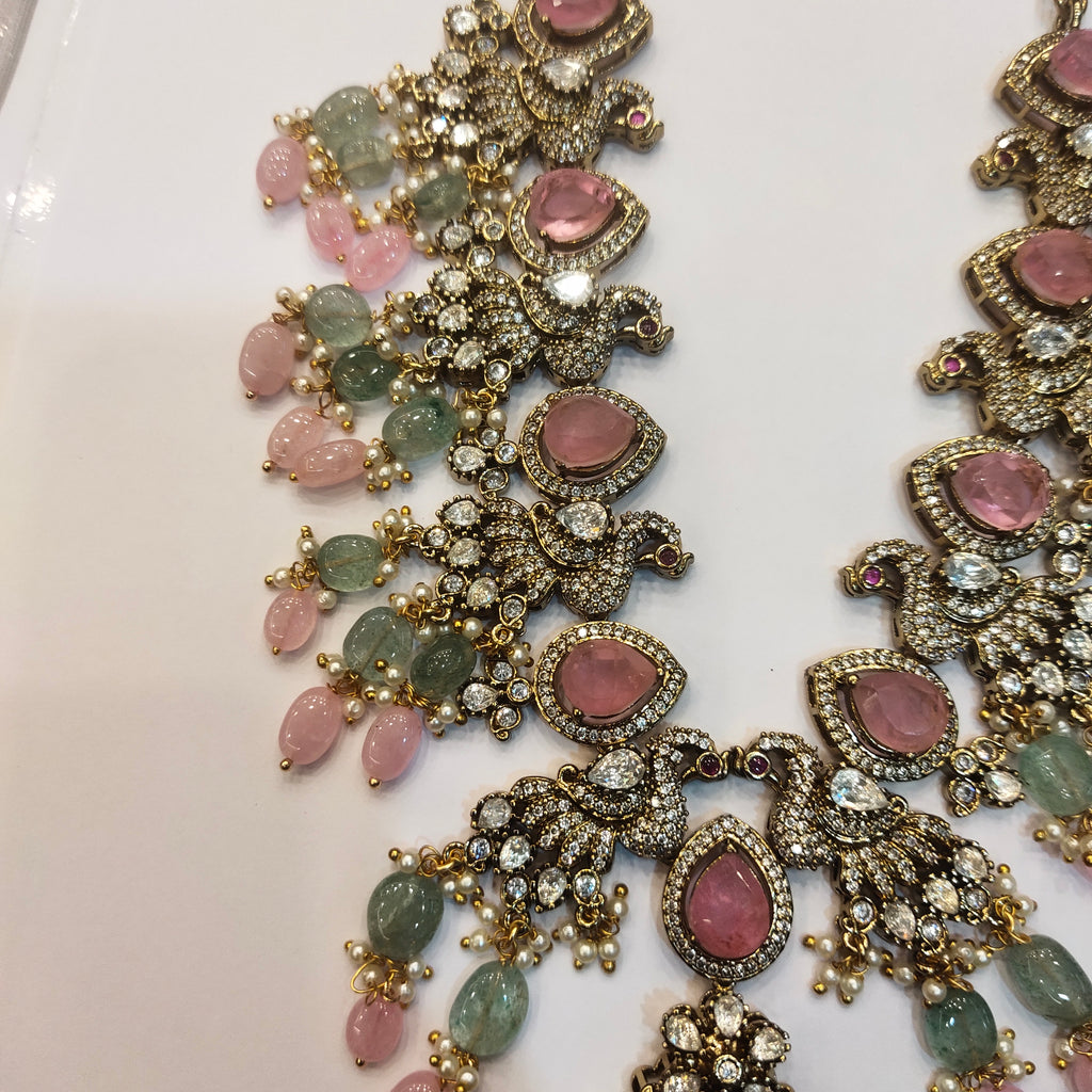 Asp Victorian Pink Zircon & Kundan Necklace Set