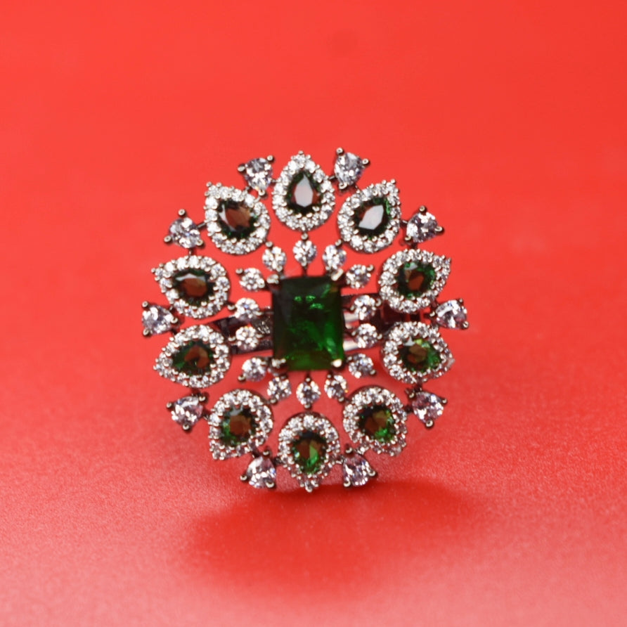 "Blooming Beauty: The Ultimate Floral CZ Finger Ring for Women"