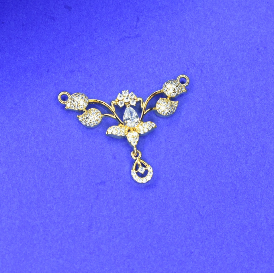 Elegant CZ Pendant for Black Beads Mangalsutra | 24K Gold Plated Accessory
