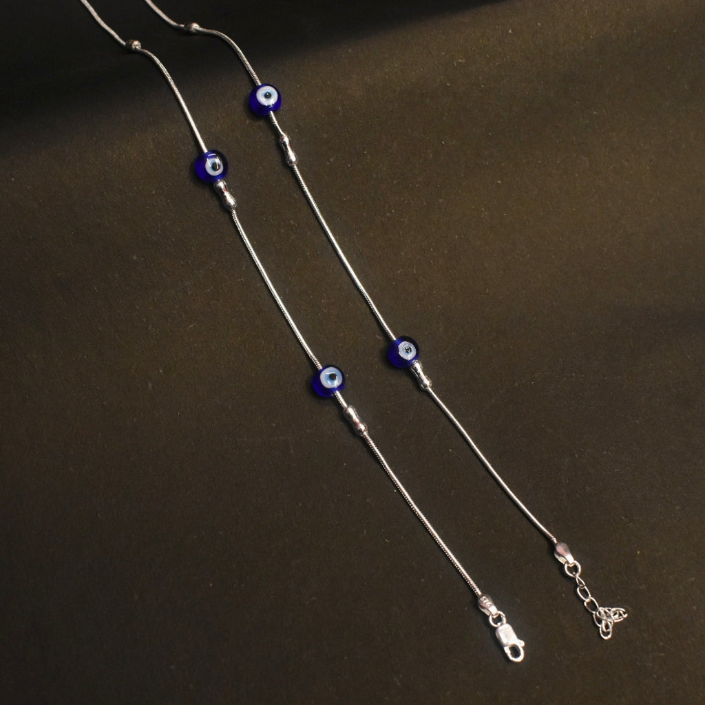 Stylish Asp Sterling Silver Evil Eye Beaded Anklets