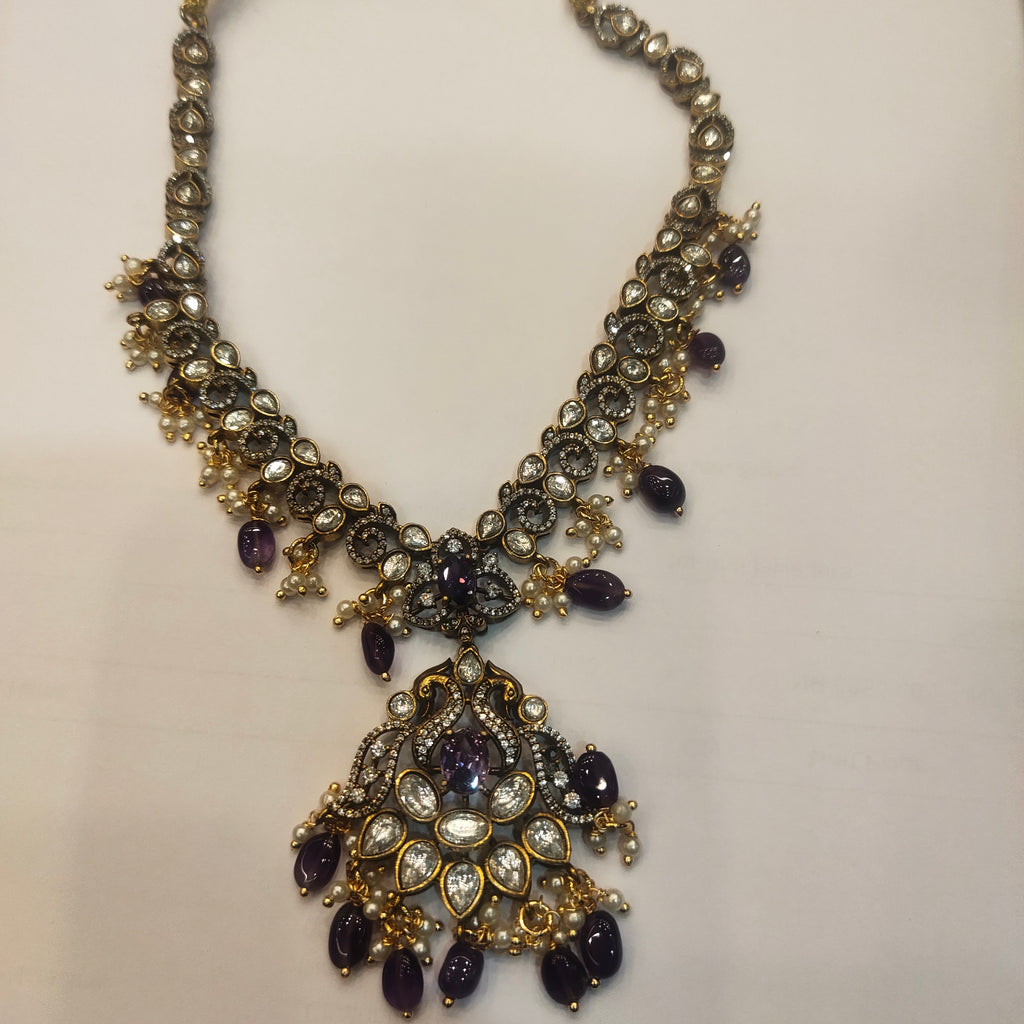 Asp Purple Victorian Zircon Necklace Set