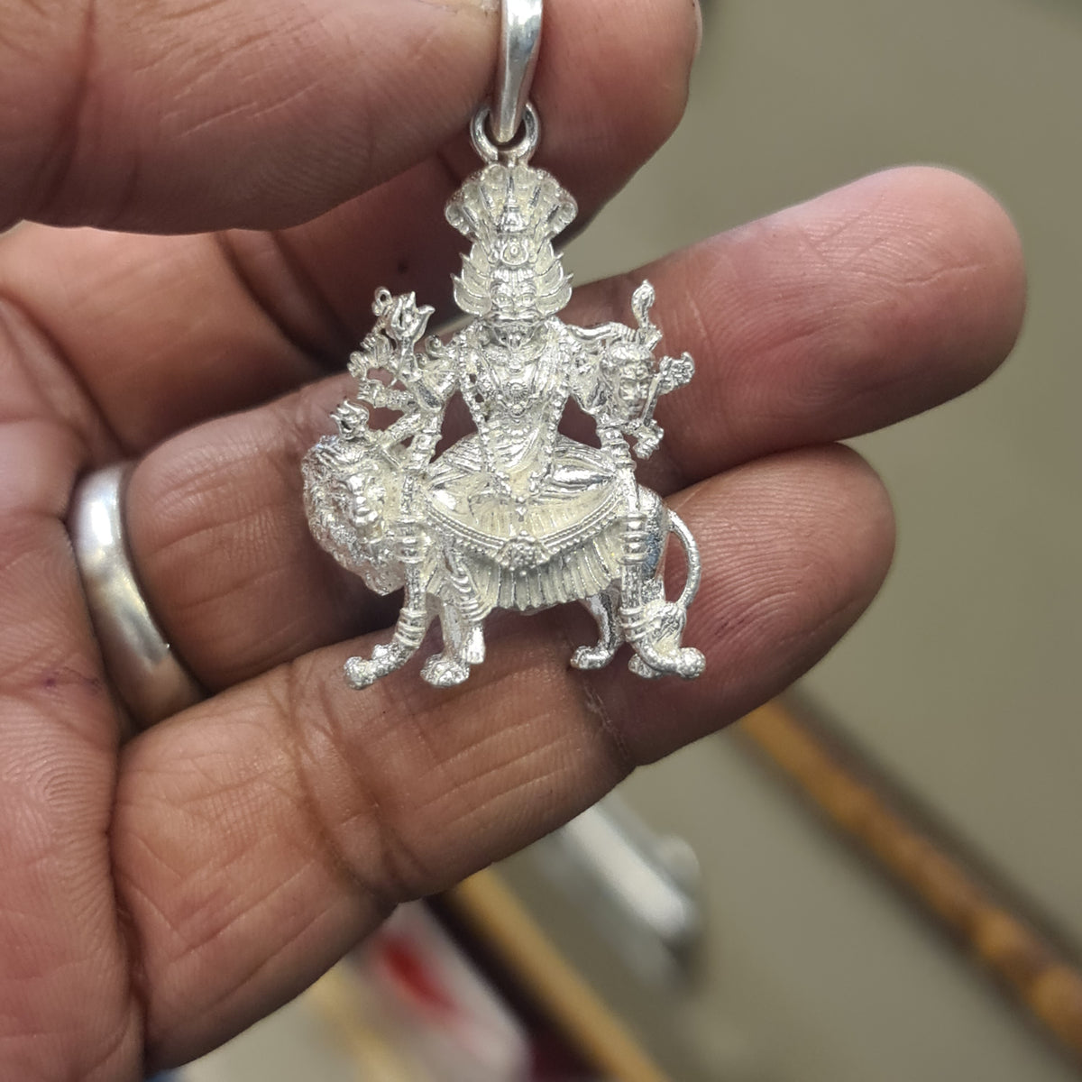 Pure Silver Pratyangira Devi Locket - 925 Sterling Silver Pendant