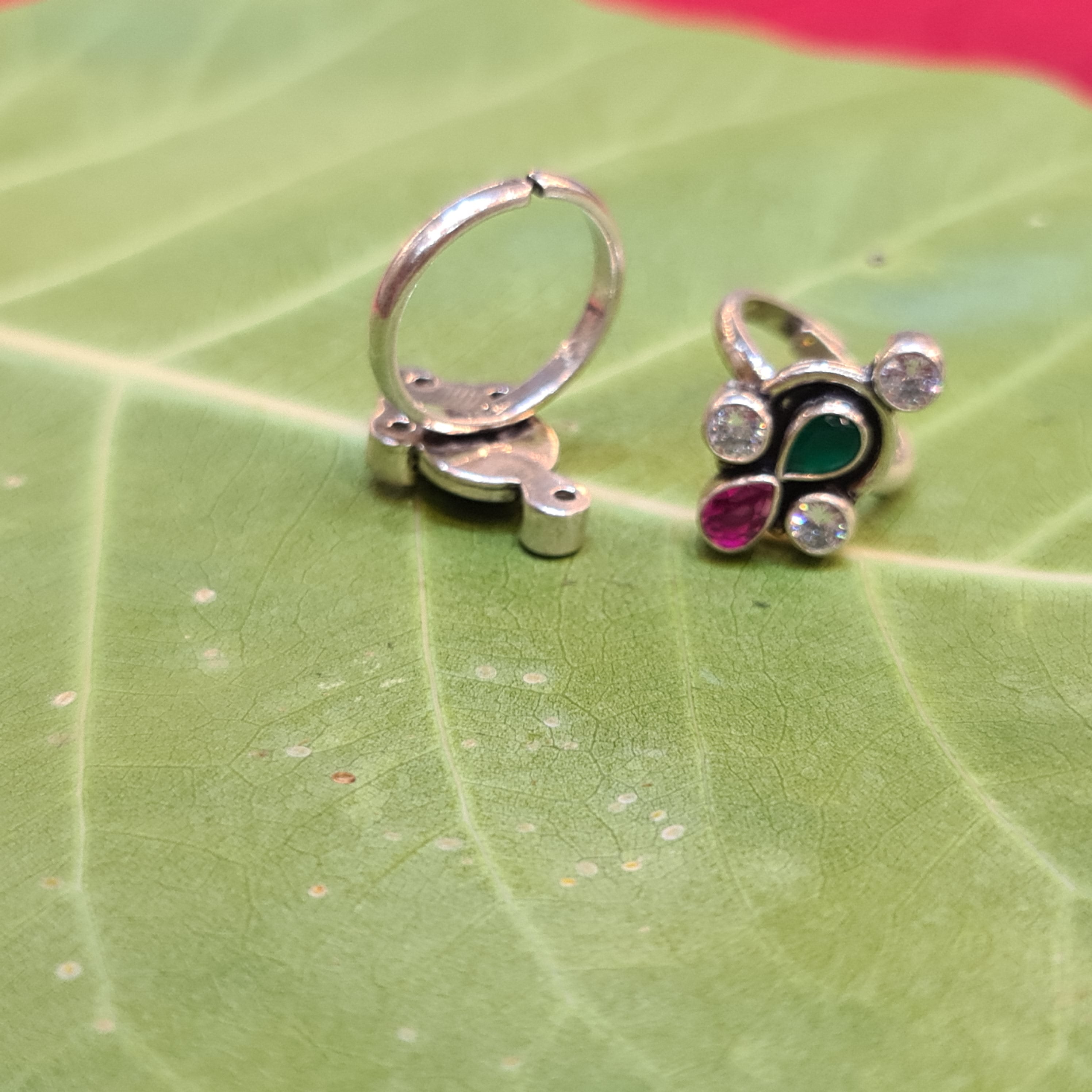 925 Sterling Silver Ruby Toe Rings - Glamorous Bridal Bichiya 8.6g