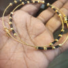 Gold Plated 925 Silver Anklets with Black Beads
