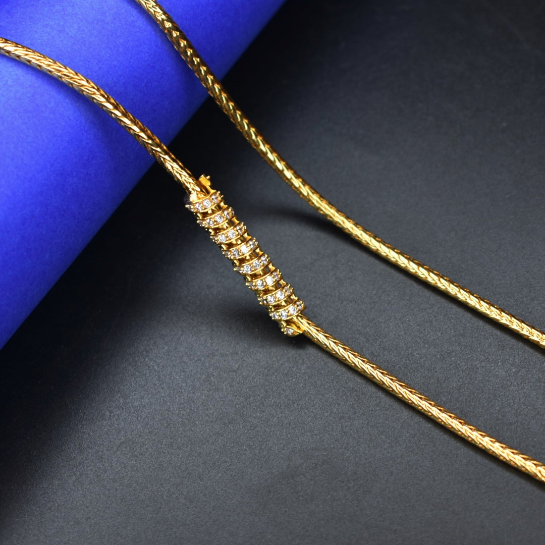 24K Gold Plated Mugappu Chain for Women - Traditional South Indian Jewelry