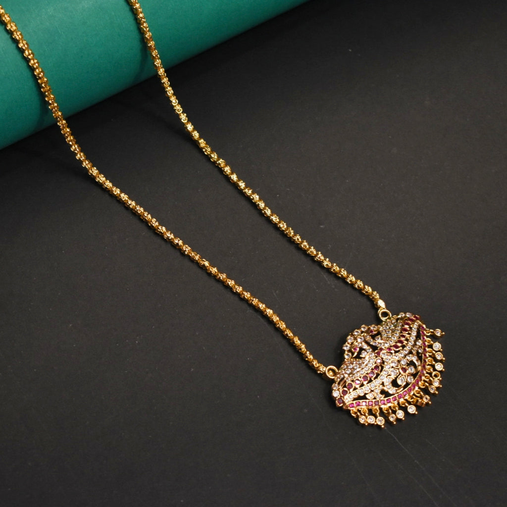Asp Panchaloha CZ Pendant With a 24-Inch Long Chandramukhi Chain