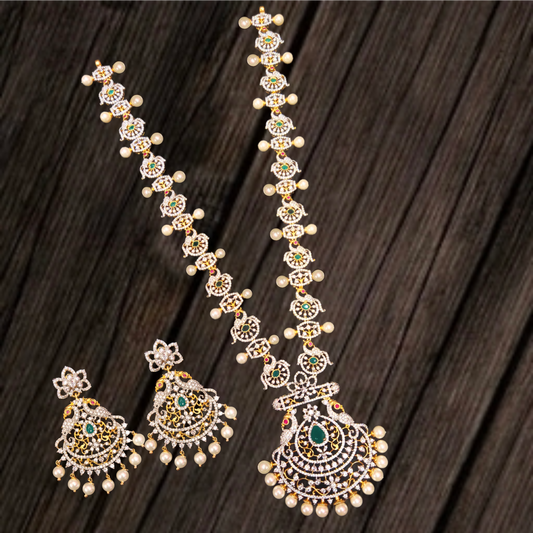 Dazzle Everyone with the Exquisite Stylish Peacock American Diamonds Necklace Set by Asp Fashion Jewellery
