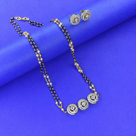 "Glamour in Monochrome: The Ultimate American Diamond Mangalsutra Chain"