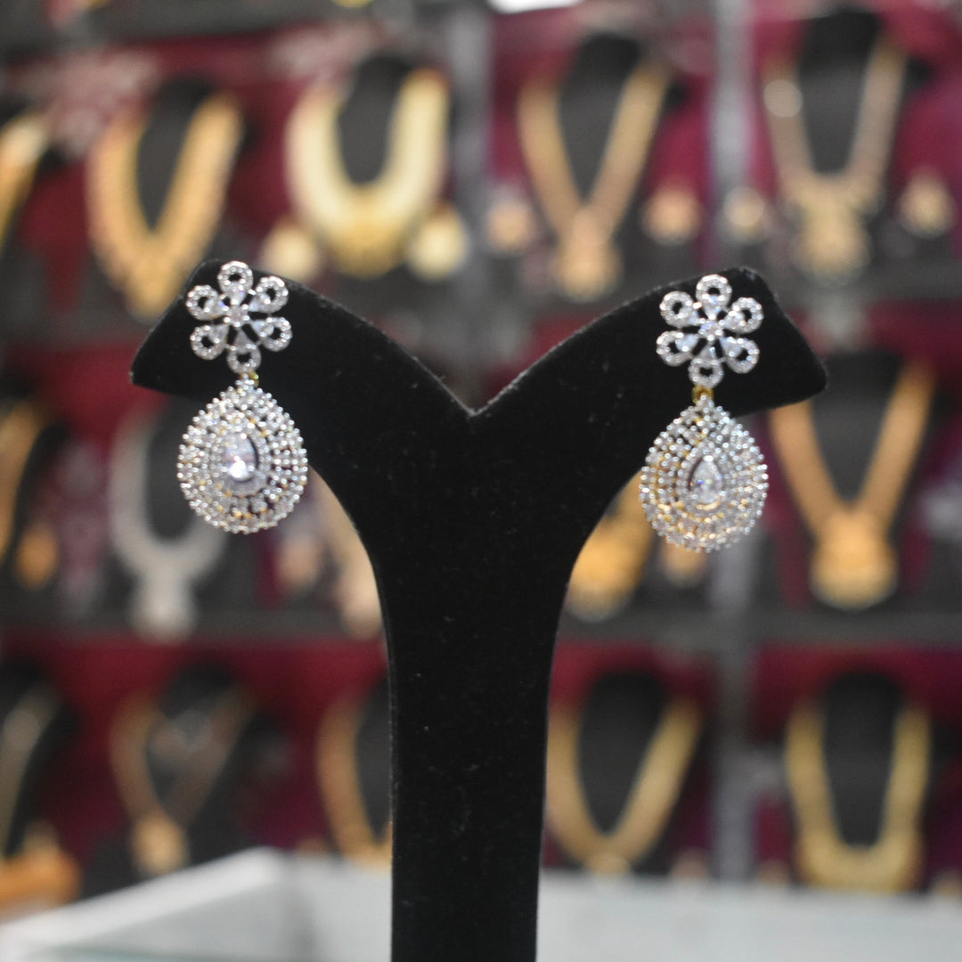 Asp Rhodium-Gold Zircon Drop Earrings